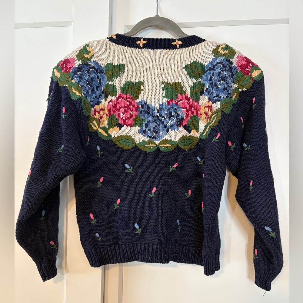 Vintage 1989 The Eagle's Eye Floral Cottagecore Embroidered Sweater | Size S - Picture 5 of 5